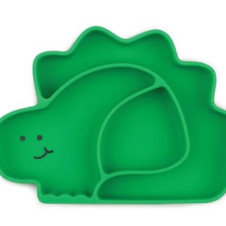 Bumkins Silicone Grip Dish Dinosaur Green -- 1 Dish