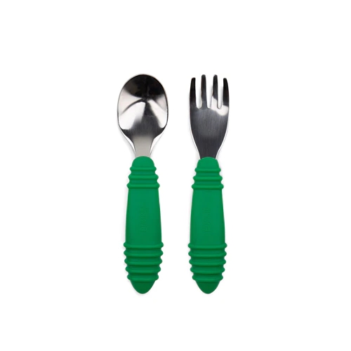 Bumkins Spoon & Fork - Jade -- 1 Set