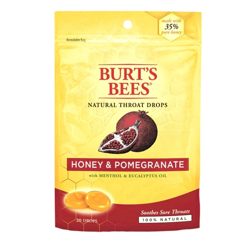 Burt's Bees 100% Natural Throat Drops Honey and Pomegranate -- 20 Drops