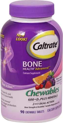 Caltrate Calcium & Vitamin D3 Plus Minerals Cherry Orange & Fruit Punch -- 90 Chewable Tablets