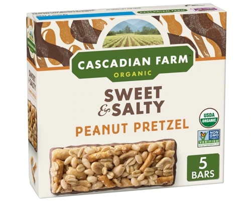 Cascadian Farms Organic Chewy Granola Bars Sweet & Salty Peanut Pretzel -- 5 Bars