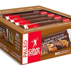 Caveman Foods Nutrition Bars Gluten Free Paleo Dark Chocolate Caramel Cashew -- 12 Bars