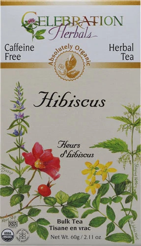 Celebration Herbals Organic Hibiscus Flower Bulk Tea Caffeine Free -- 60 g