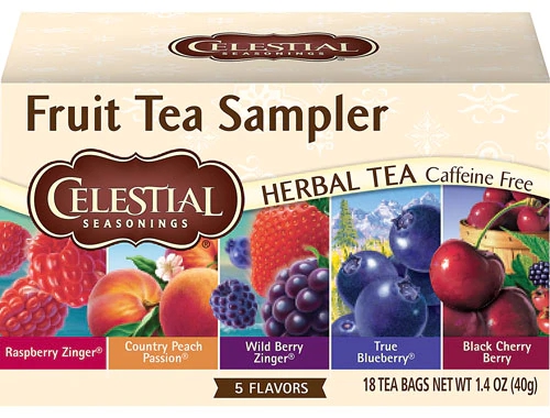 Celestial Seasonings Herbal Tea Sampler Caffeinie Free Assorted Fruit -- 18 Tea Bags