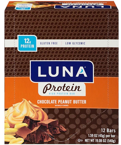 Clif LUNA Protein 12G Bar Chocolate Peanut Butter -- 12 Bars