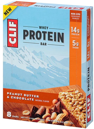 Clif Whey Protein Bar Peanut Butter & Chocolate -- 8 Bars