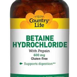 Country Life Betaine Hydrochloride -- 600 mg - 250 Tablets