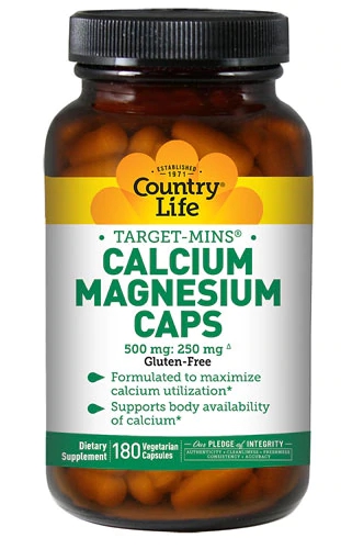 Country Life Calcium Magnesium Caps -- 180 Vegetarian Capsules