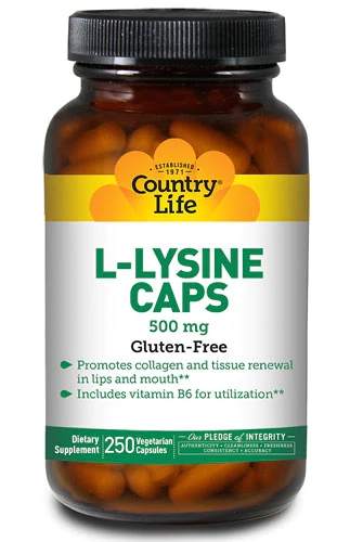 Country Life L-Lysine Caps -- 500 mg - 250 Vegetarian Capsules