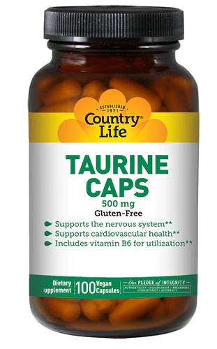 Country Life Taurine Caps -- 500 mg - 100 Vegan Capsules