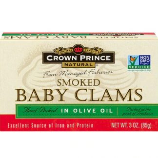 Crown Prince Natural Smoked Baby Clams in Olive Oil -- 3 oz
