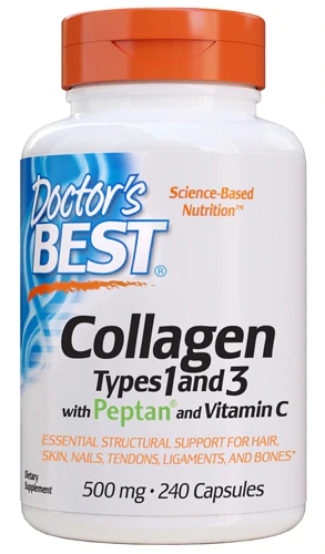 Doctor's Best Collagen Types 1 and 3 with Peptan® -- 500 mg - 240 Capsules