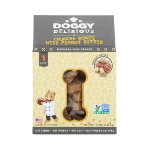 Doggy Delirious Crunchy Bones Natural Dog Treat Peanut Butter -- 16 oz
