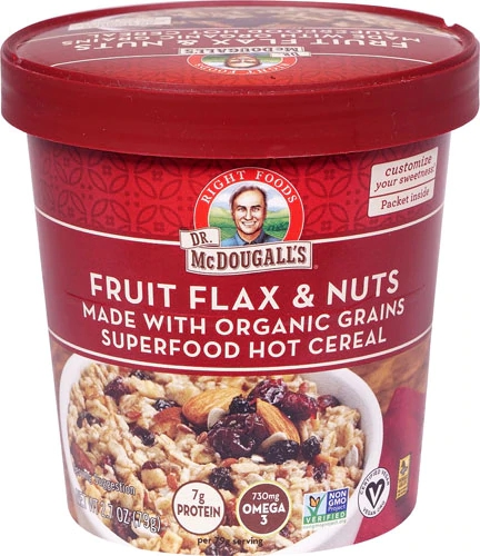 Dr. McDougall's Organic Oatmeal Superfood Hot Cereal Fruit Flax & Nuts -- 2.7 oz
