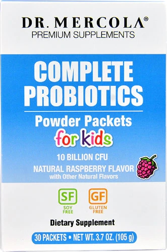 Dr. Mercola Complete Probiotics Powder Packets for Kids Natural Raspberry -- 10 billion CFU - 30 Packets