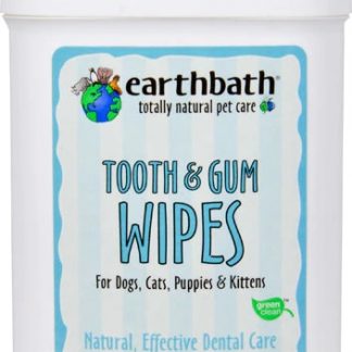 Earthbath Tooth & Gum Wipes For Dogs Cats Puppies & Kittens Peppermint -- 25 Wipes
