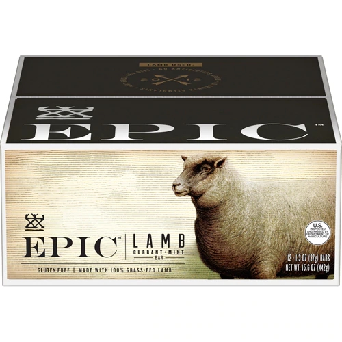 Epic Nutrition Lamb Bar Grass Fed Gluten Free Currant Mint -- 12 Bars