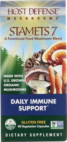 Fungi Perfecti Host Defense Organic Mushrooms Stamets 7® -- 60 Vegetarian Capsules