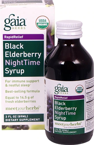 Gaia Herbs RapidRelief™ Black Elderberry Nighttime Syrup -- 3 fl oz