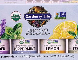 Garden of Life Essential Oils Starter Pack Lavender Peppermint Lemon Tea Tree -- 1 Pack