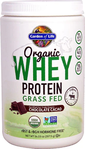 Garden of Life Organic Whey Protein Grass Fed Chocolate Cacao -- 12 Servings