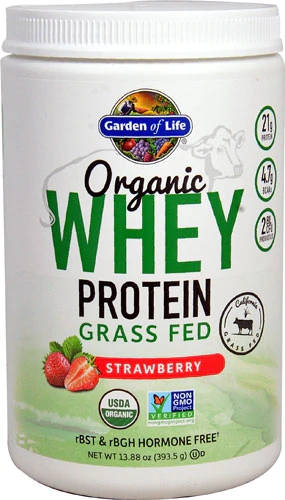 Garden of Life Organic Whey Protein Grass Fed Strawberry -- 12 Servings