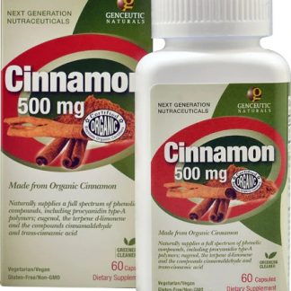 Genceutic Naturals Organic Cinnamon -- 500 mg - 60 Capsules