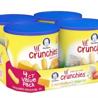 Gerber Graduates® Lil' Crunchies® Baked Whole Grain Corn Snack 4 Pack Mild Cheddar and Veggie Dip -- 5.92 oz