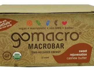 Go Macro Organic Macrobar Gluten Free Sweet Rejuvenation Cashew Butter -- 12 Bars
