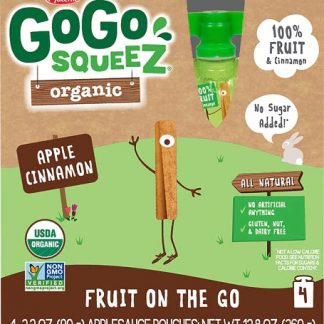 GoGo Squeez Organic Fruit On The Go Apple Cinnamon -- 4 Pouches