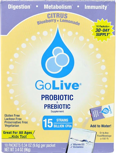 GoLive Probiotic & Prebiotic Citrus Blueberry-Lemonade -- 10 Packets