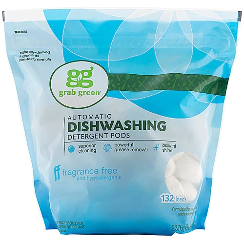 GrabGreen Automatic Dishwashing Detergent Pods Fragrance Free -- 132 Pods