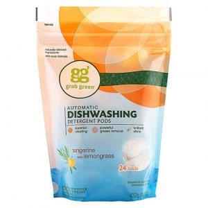 GrabGreen Automatic Dishwashing Detergent Pods Tangerine with Lemongrass -- 24 Pods