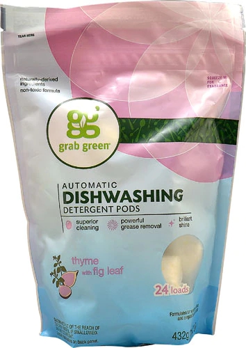 GrabGreen Automatic Dishwashing Detergent Pods Thyme with Fig Leaf -- 24 Pods