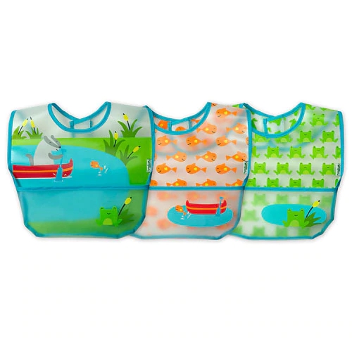 Green Sprouts Baby Wipe-Off Bibs 3 Pack Aqua Pond Set 9-18 months -- 3 Pack