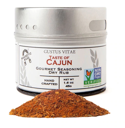 Gustus Vitae Gourmet Seasoning In Magnetic Tin Taste of Cajun -- 1.6 oz