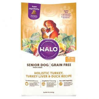 Halo Holistic Grain Free for Senior Dogs Turkey, Turkey Liver, and Duck Recipe -- 10 lbs