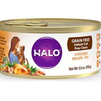 Halo Purely For Pets Grain Free Indoor Pate Cat Food Chicken Recipe -- 5.5 oz Each / Pack of 12