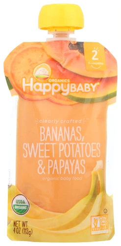Happy Baby Clearly Crafted Stage 2 Organic Baby Food Bananas Sweet Potatoes & Papayas -- 4 oz