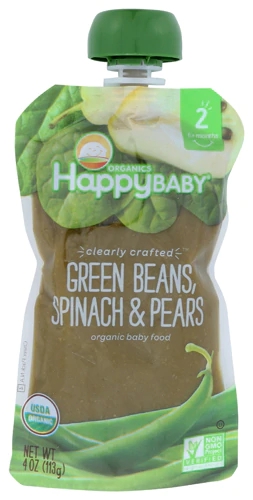 Happy Baby Clearly Crafted™ Stage 2 Organic Baby Food Green Beans Spinach & Pears -- 4 oz