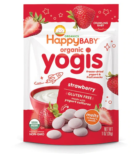 Happy Baby Organic Yogis Baby Food Strawberry -- 1 oz
