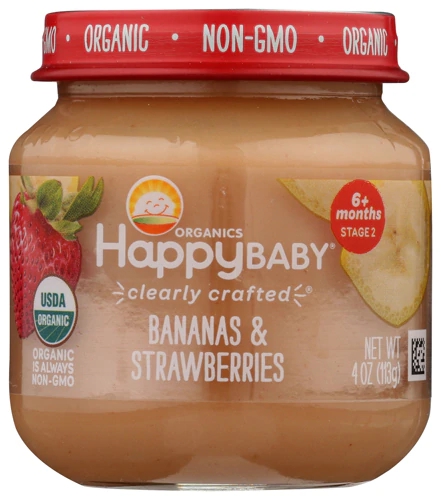 Happy Baby Organics Baby Food Stage 2 Bananas & Strawberries -- 4 oz