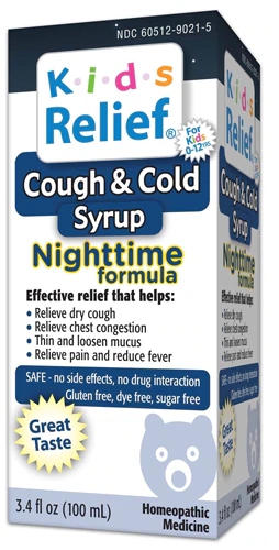 Homeolab USA Kids Relief Cough & Cold Syrup Nighttime Formula -- 3.4 fl oz