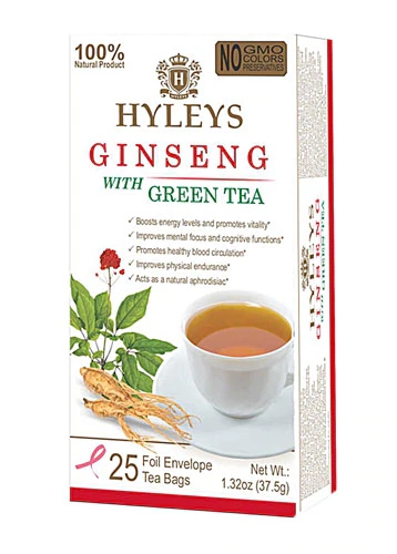 Hyleys Ginseng with Green Tea -- 25 Tea Bags