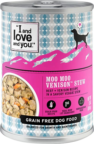 I and Love and You MOO MOO Venison Stew Beef & Venison Morsels -- 13 oz Each / Pack of 12