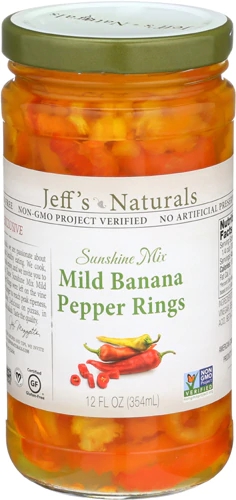 Jeff's Naturals Sunshine Mix Mild Banana Pepper Rings -- 12 fl oz