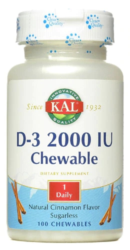 Kal D-3 Sugarless Chewables Cinnamon -- 2000 IU - 100 Chewables