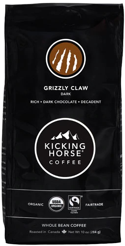 Kicking Horse Coffee Organic Dark Roast Whole Bean Grizzly Claw -- 10 oz