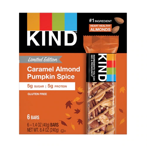 Kind Nuts and Spices Bar Carmel Almond Pumpkin Spice -- 6 Bars