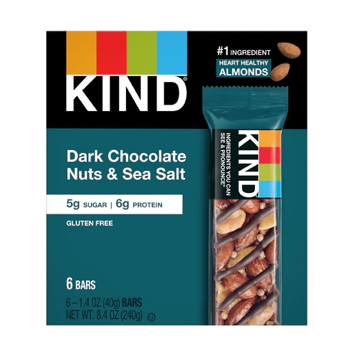 Kind Nuts and Spices Bar Dark Chocolate Nuts and Sea Salt -- 6 Bars